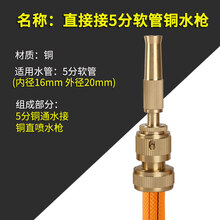 家用冲洗多功能3分4分5分6清洗水管汽车铜高压洗车水枪洗车刷车器喷头 直接接五分软管铜直喷水枪
