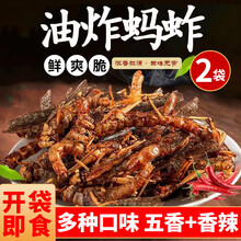 蚂蚱油炸带翅香脆蚂蚱香辣五香味即食蚱蜢蝗虫下酒菜熟食油炸昆虫 五香50g+香辣50g 各2罐 共200g