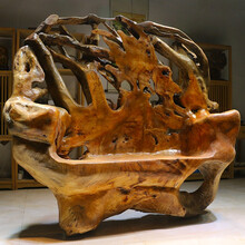 犀艺 原木根雕茶台靠背椅木头凳子大板主人椅实木天然树根椅子树桩