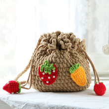 手工编织包包小羊毛线钩针材料diy泫雅孕期成人自制冰淇淋蛋糕包 卡其冰条款-草莓胡萝卜包包材料-带工具