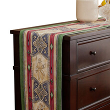 阳春小镇新中式桌旗茶台轻奢现代餐桌茶几布艺茶旗玄关长条装饰布 人物云纹 35*180cm