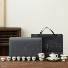 唐舍 仿古功夫茶具套装6人整套家用简约陶瓷盖碗茶壶现代办公客厅 宋白汝釉- 茶壶套组