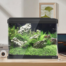 博宇 BOYU EM600-Black生态孔雀热带鱼缸黑色客厅中型变色水族箱造景乌龟缸免换水办公室金鱼缸