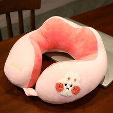 物枕居 双驼峰U型枕飞机火车旅行护颈枕便携办公室午睡枕头车用颈部枕 兔子(双驼峰设计 可拆洗)