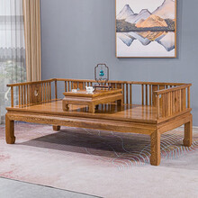 寻古红木家具非洲鸡翅木（学名：非洲崖豆木）罗汉床实木新中式客厅沙发床午睡躺床罗汉踏O 罗汉床两件套（不含坐垫）