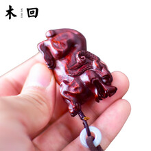 木回 印度小叶紫檀手把件貔貅木质 文玩红木雕皮丘把玩件随身挂件 节日送男生朋友的生日礼物