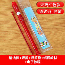 天鹅 8孔竖笛 儿童学生初学竖笛 六孔八孔树脂彩色笛子课堂入门竖笛 学校乐器 【拍下打折】6孔红色+原装好礼