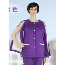 秋冬加厚男女手术病人护理上衣易穿脱病号服卧床老人瘫痪衣服 拉链款-双层加厚绒紫色上衣 女XXL