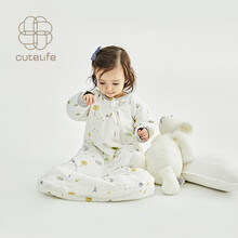 cutelife秋冬新品羽感夹棉包腿睡袋一体式婴儿睡袋竹棉包腿保暖新生儿抱被儿童宝宝防踢被秋冬 精灵鼠厚夹棉 推荐室温10-16度 S码  (推荐身高80cm以下)
