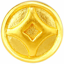 鑫诚盛3d硬金999足金黄金铜钱手链招财金钱币路路通婴儿红绳手链 单个