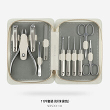 德国七素SEESOO 锌合金指甲刀套装指甲剪修脚刀甲沟炎家用便携指甲钳全套护理工具 鹰嘴全面 11件套