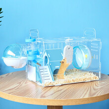 憨憨宠 仓鼠笼 超大别墅仓鼠笼子亚克力透明仓鼠窝跑轮浴室磨牙水壶仓鼠玩具套餐金丝熊仓鼠用品 大号30cm单层豪华仓鼠笼套装