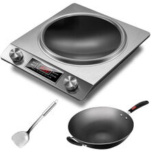 曼太新款凹面电磁炉家用3000w3500w瓦一套多功能节能全套灶炒菜炉 拉丝银3500W【不粘锅套餐一】