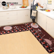 Rui.b厨房地垫长条防油防水地垫入户门垫进门床边脚垫家用易清洗蹭脚垫防滑垫 盘子刀叉 50*120cm
