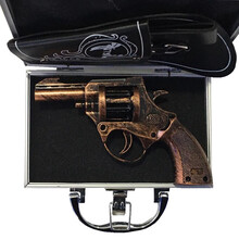 砸纸炮枪新款怀旧童年儿童玩具枪信号抢左轮手枪砸子炮枪砸纸炮抢炮子枪 左轮做旧色+合金箱+枪套