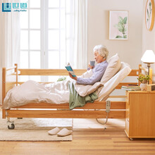 世道 护理床 老年人家用多功能医疗床 电动可起背带护栏 医院瘫痪病人医用病床 E400两功能电动床-木护栏-榉木色