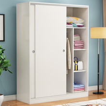 腾曼简易移门北欧储物衣柜木质小衣柜衣橱简约现代衣柜 暖白色 A款长80*宽50*高180