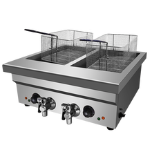 hotkitch 电热格子双缸关东煮机器商用麻辣烫锅小吃设备串串香煮面炉汤池不锈钢电炸锅商用燃气摆摊 双锅不锈钢炸炉【电热款】
