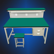 鑫福优品防静电双层工作台车间流水线带抽屉照明操作桌维修学校试验桌电脑维修打包办公桌 长200宽100高75总高115cm