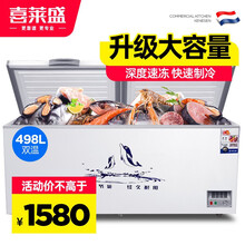 喜莱盛 卧式冰柜商用冷柜大容量冰箱双温冷冻柜雪柜展示柜冻肉柜雪糕柜 498L双温款