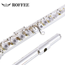德国【ROFFEE】罗菲 长笛乐器16/17开闭孔两用镀银按键附E键FLUTE镍银笛头考级乐器 17孔905A