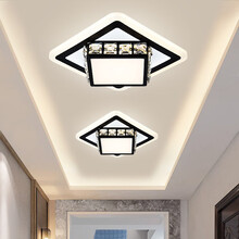 北欧黑色家用过道灯走廊灯led简约入户门厅灯玄关灯阳台吸顶灯三色变光 方形款【明装】