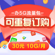 中国移动 四川移动 30元10GB流量包 无须换卡换号畅享体验5G网络 订购立即生效 当月不清零 可累计至次月【黄流专属】