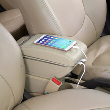 日产经典轩逸扶手箱骐达颐达启辰D50R50x中控中央手扶箱改装内饰配件原装东风尼桑骊威 【智能款】双层升高伸长7USB充电款 米色 轩逸经典
