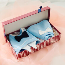 modomoma新生儿用品婴儿礼盒纯棉个性定制刺绣口水巾围兜宝宝围嘴满月送礼 【口水巾】礼盒【蓝】【刺绣需另加20】 0-3岁