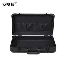 安赛瑞 手提式铝合金设备箱 仪器工具安全箱多功能收纳箱 物流运输箱 47×25×12cm 黑色空箱 28495