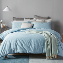 大朴A类60支精梳纯棉被套单件300根纯色全棉单人被套双人床上用品 灰湖蓝 150*210cm 60支纯棉被套单件