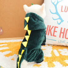 InnoPet小狗狗衣服四脚猫咪泰迪秋冬装搞怪变身加厚法兰绒比熊幼犬小狗宠物博美小型犬 恐龙变身装 XL（建议11-13斤，背长40，胸围55）