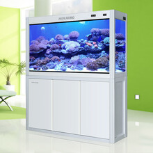 【经典·免换水】闽江鱼缸水族箱免换水生态造景金鱼缸客厅风水金龙鱼缸玻璃水族箱乌龟缸中小型家用酒店办公 皎洁白色+开缸套餐 长1.0米*宽30*71.5缸高 （缸体+储物柜）