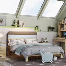 ABC实木床经典线条青少年实木床经典原木 1.2M单体床