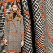 煊缎 羊毛呢西装布料 秋季中厚色织提花格纹大衣服装面料