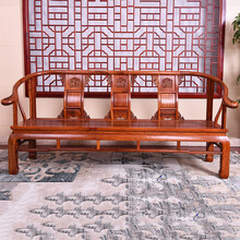 DFJXW F红木家具缅甸花梨（学名：大果紫檀）沙发椅组合实木宫廷椅皇冠皇宫沙发大茶几 中式仿古明清 三人座/长沙发