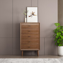 盟扬 斗柜五斗柜轻奢胡桃木实木储物收纳柜卧室家具 胡桃木五斗柜