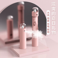 色果伸缩喷雾小风扇usb可充电随身便携式小型手握学生宿舍办公室桌面降温手持电风扇女生可爱制冷神器网红 招财猫粉【喷雾-风扇-充电宝-手电筒四合一】