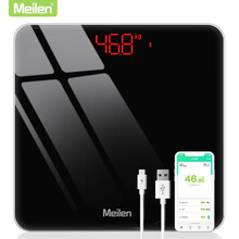 【加大加厚 次日达】Meilen美乐电子秤称重人体秤蓝牙体质脂肪秤精准健康电子称家用减肥计智能体重秤 【体脂秤】连手机APP测体脂 黑色 USB充电