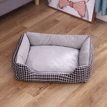 憨憨乐园 狗窝可拆洗猫窝狗垫子宠物猫舍网红屋猫咪狗狗床房子四季通用 灰色格子L（25斤内）