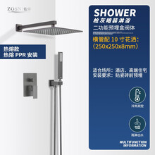 美国佐伸（ZOSN）热熔暗装嵌入墙式花洒冷热精铜混水阀吊顶吸顶枪灰色增压淋浴花洒套装 两功能横管10寸 热熔款
