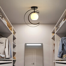 莱琪 过道灯北欧简约现代风格小鸟玄关入户花园南走廊客厅灯创意门厅衣帽间网红吸顶灯具 DX3005a+黑色+26CM 三色光
