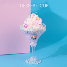儿童彩泥超轻黏土太空泥橡皮泥仿真冰激凌甜品杯摆件 亲子活动手工diy制作材料包套装 Z童话世界甜品杯