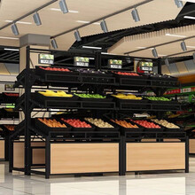 优然佳超市水果货架商场蔬菜展示架中岛柜生鲜平台蔬果柜蔬菜货架永辉款 新款三层120*60*180