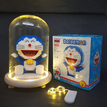 微型钻石玩具小颗粒不兼容乐高迷你拼装成年人哆啦A梦叮当猫创意积木模型机器猫女友女朋友成人女生生日礼物 贝乐迪16131灯光版机器猫