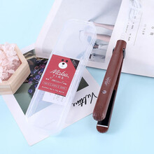 乾越卷发棒卡通电夹板直发器卷发棒迷你拉直卷两用不伤发内扣空气刘海直板夹 咖啡色+收纳盒