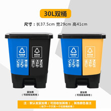 朴厨 垃圾分类垃圾桶带盖家用脚踏加厚双桶可回收干湿分类厨余垃圾干湿分离上海商用脚踩大号北京新国标 30L双桶(蓝加黑)可回收加其他