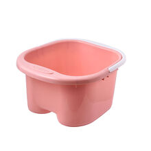 家用带盖足浴桶按摩泡脚桶足浴盆足疗过小腿塑料手提洗脚桶洗脚盆 普通款【粉色】【无盖】