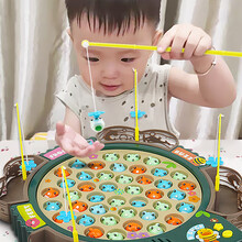 执爱 儿童磁性钓鱼玩具套装电动旋转磁性钓鱼玩具智早教开发小孩智力亲子互动1-3岁 【磁性15只青蛙】电池