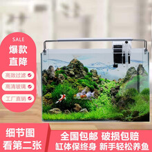 热弯鱼缸水族箱小型超白玻璃免换水迷你金鱼缸生态超白鱼缸桌面客厅懒人家用缸 【单缸】60*30*35